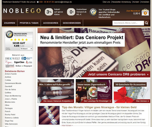 Noblego - Zigarren, Tabak, Humidore mit Sofort-Versand kaufen